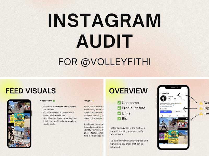 Cover image for Instagram Profile Audit for Volleyball Fitness Classes