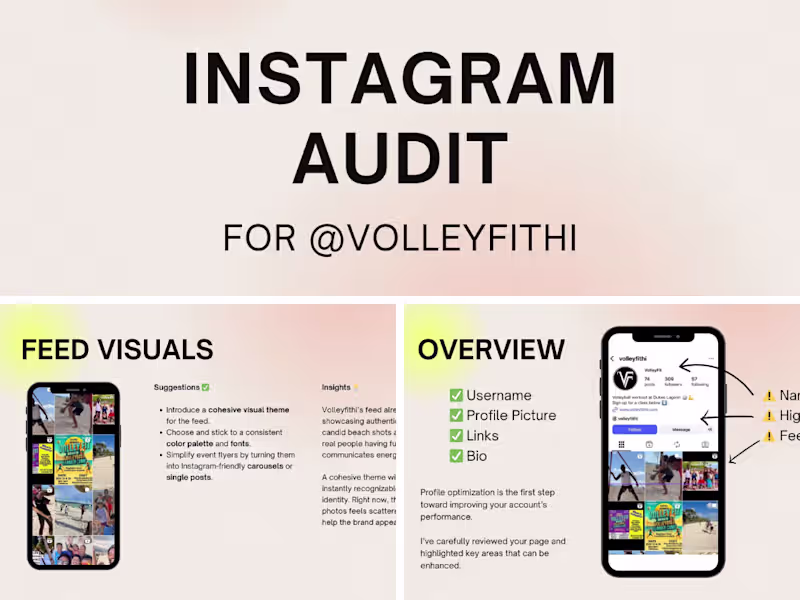 Cover image for Instagram Profile Audit for Volleyball Fitness Classes