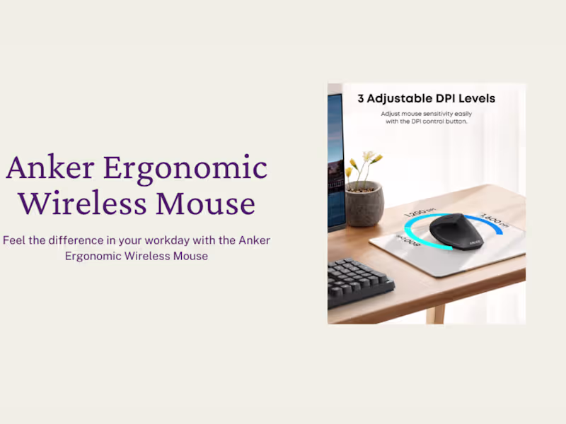 Cover image for Anker Ergonomic Wireless Mouse Product Description