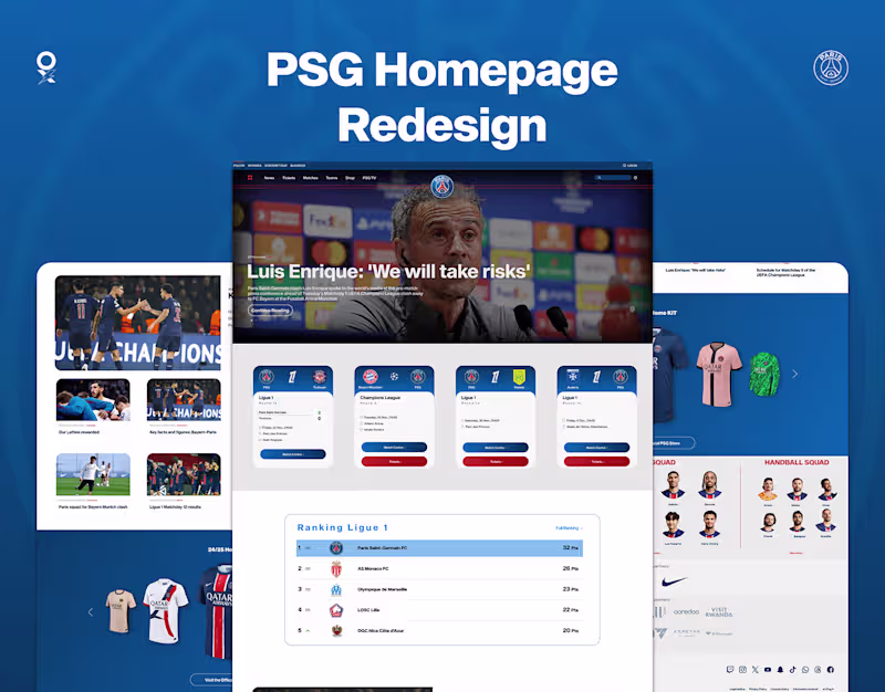 Cover image for Paris Saint-Germain - Homepage UI/UX Redesign 