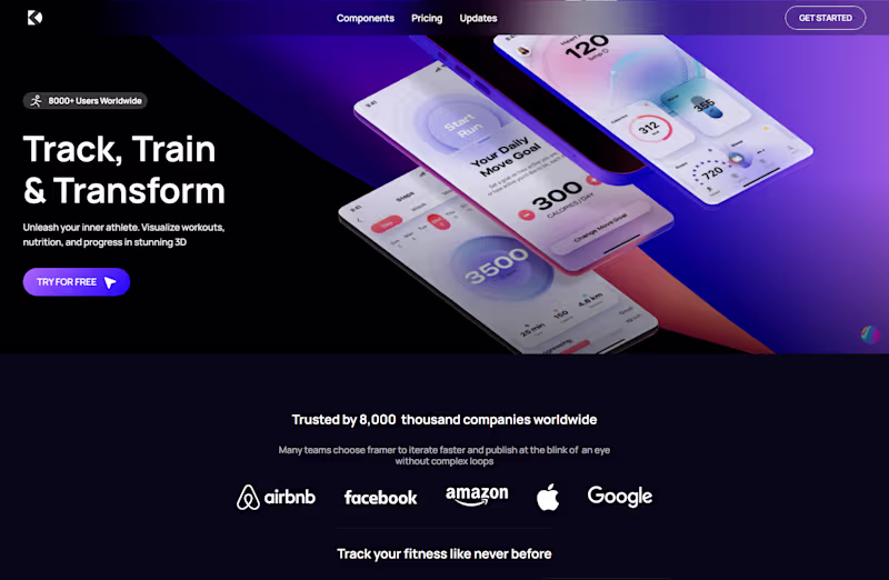 Cover image for Fitness App 3d Landing page