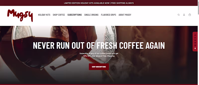 Cover image for Mugsy Coffee a eCommerce coffee