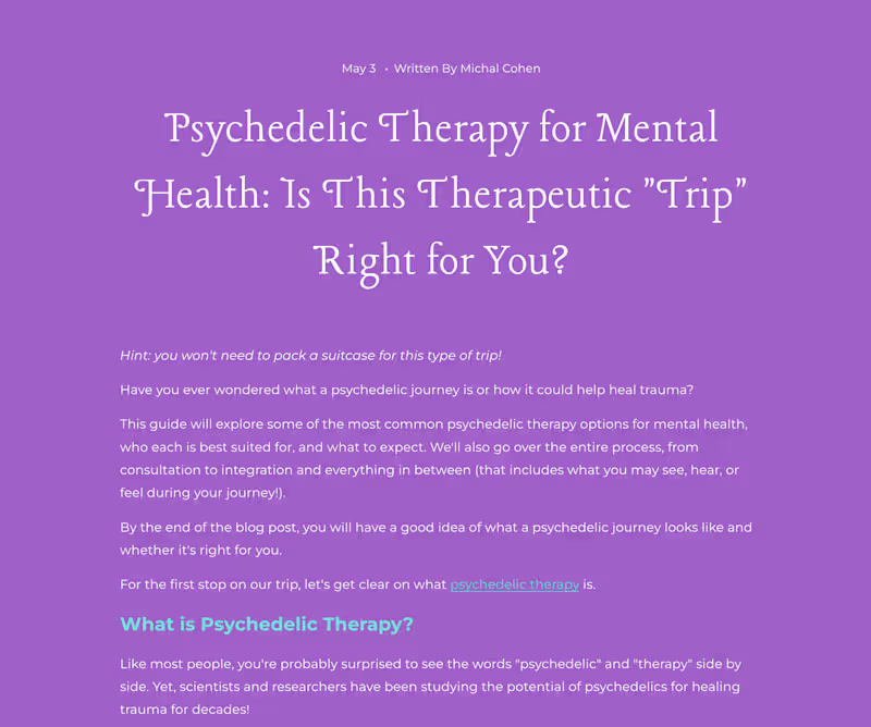 Cover image for Psychedelic Therapy - Longform SEO Blog