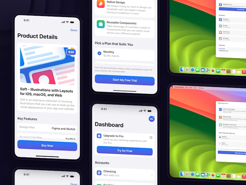 Cover image for AppLayoutsUI - SwiftUI Components Library for iOS and macOS