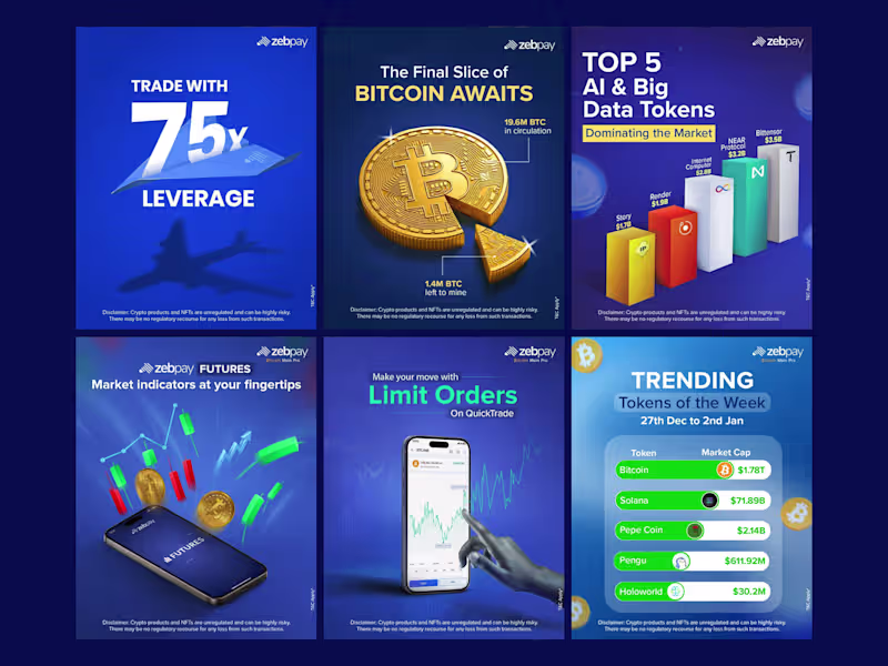 Cover image for Social Media & Marketing Creatives for ZebPay