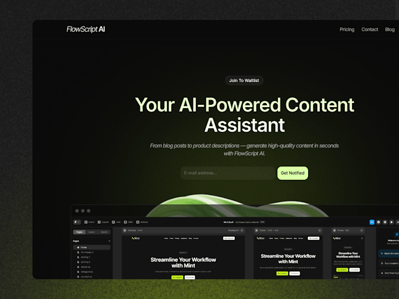 Cover image for FlowScript AI Marketing Website Design