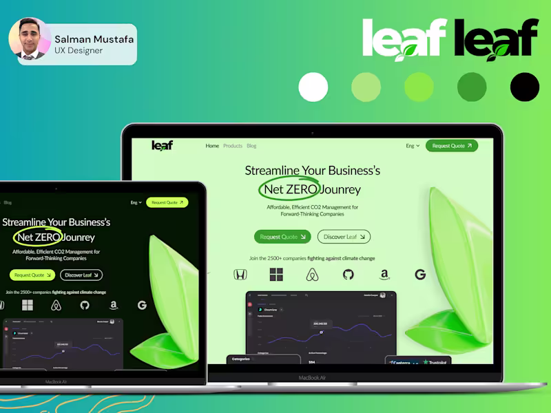 Cover image for Leaf: Carbon Reduction/Sustainable Eco Green Design Landing Pag…