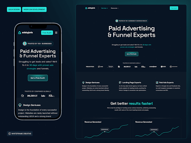 Cover image for Marketing Agency Website Redesign + Webflow Development