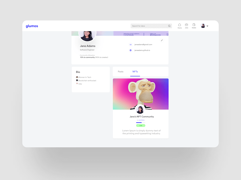 Cover image for Glumos Social NFTs Feature Web UI