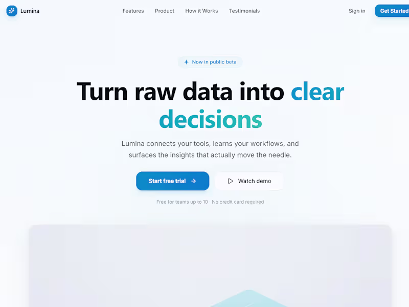 Cover image for Lumina — Clean AI SaaS