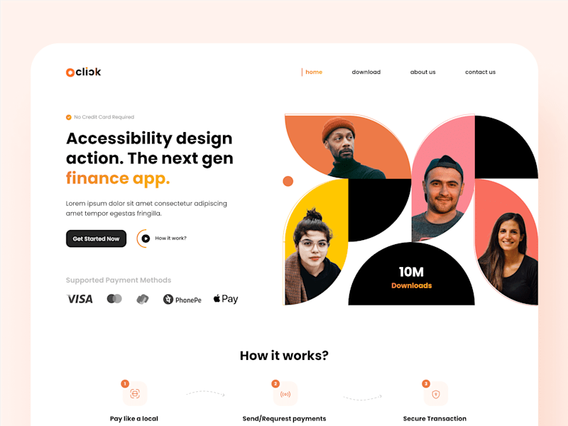 Cover image for Click Payment App- Landing Page Design