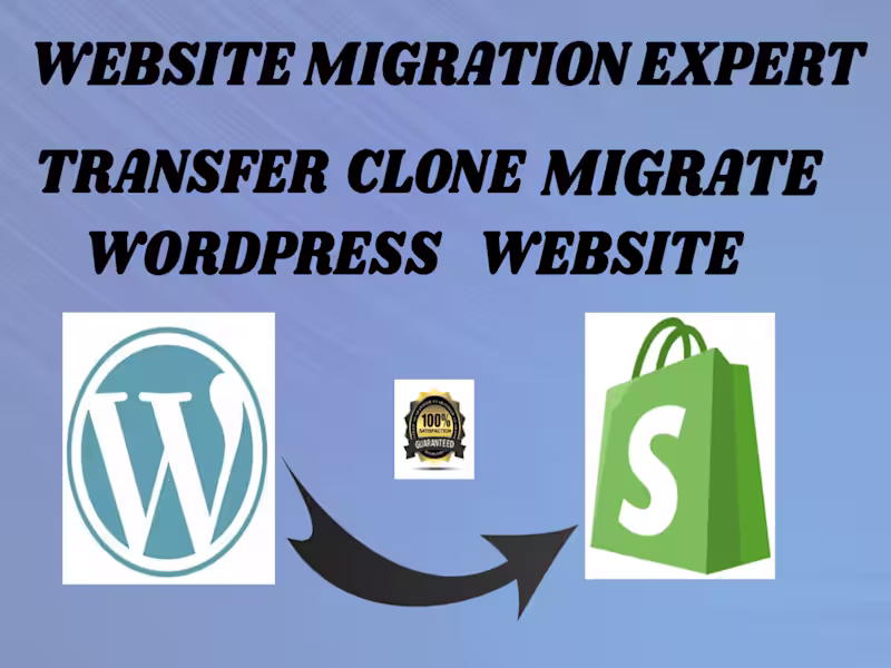 Cover image for I will migrate wordpress to shopify email shopware wix migration