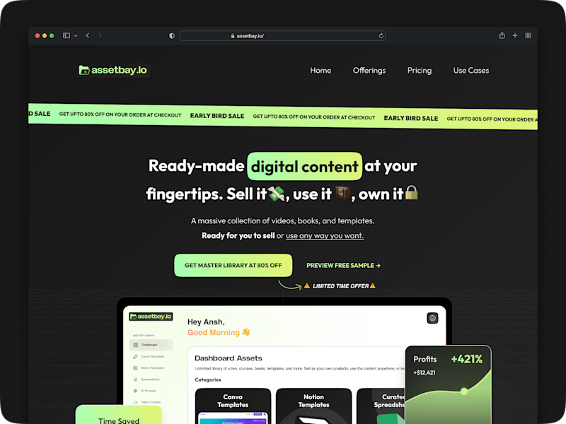Cover image for AssetBay PLR Digital Assets Marketplace Landing Page Design