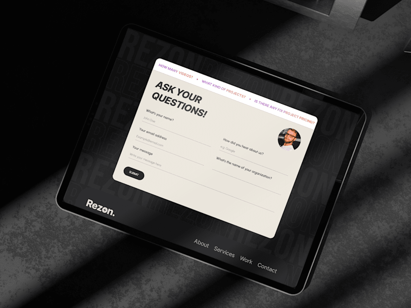 Cover image for Rezon Agency- Contact Us & Footer UI UX Design Exploration