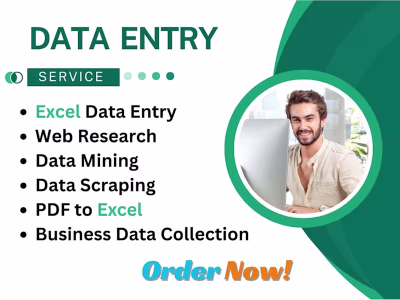 Cover image for I will do professional data entry expert, excel, data scraping