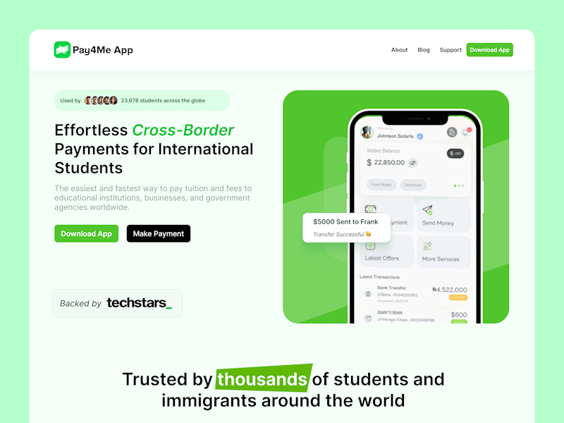 Cover image for Landing Page redesign for Pay4me
