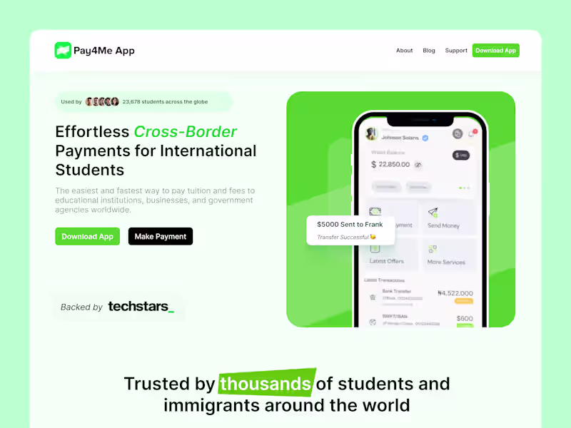 Cover image for Landing Page redesign for Pay4me