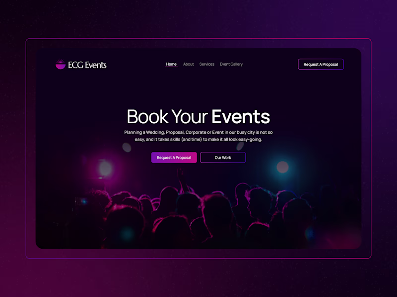 Cover image for ECG Events Organizers - UI UX Landing Page Website Redesign