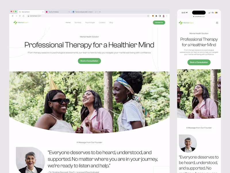 Cover image for MentalHeart - Mental Care Landing Page