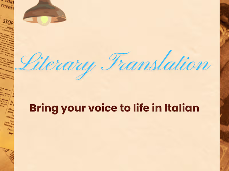Cover image for Literary translation. Bring your novel to life in Italian.