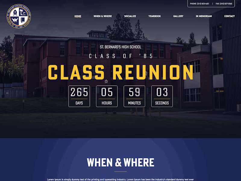 Cover image for Website design for School College Reunion