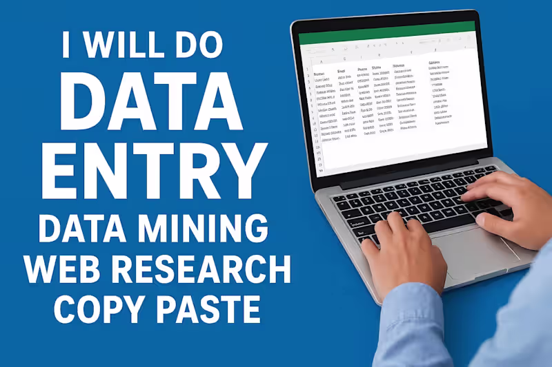 Cover image for Data entry, data scrape, lead generation, data finding