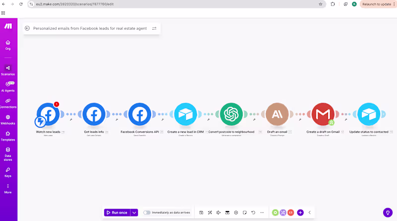 Cover image for Personalized emails from Facebook leads for real estate agent
