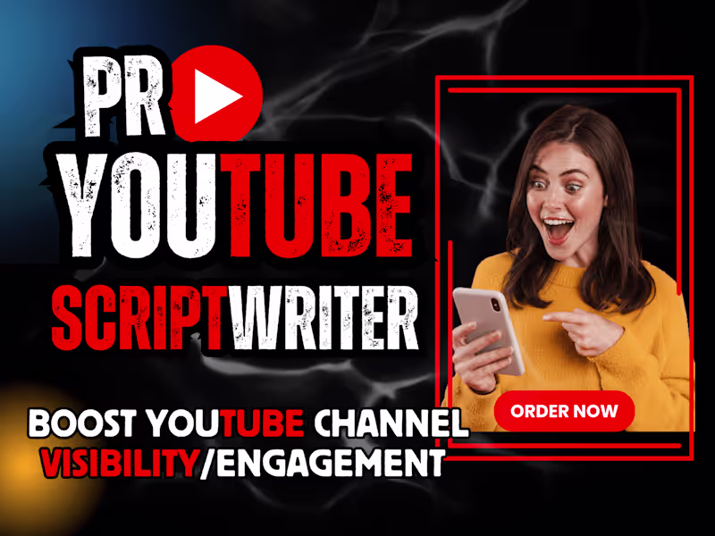 Cover image for I WILL BE YOUR SCRIPTWRITER FOR YOUTUBE SCRIPT, AND VIDEO SCRIPT
