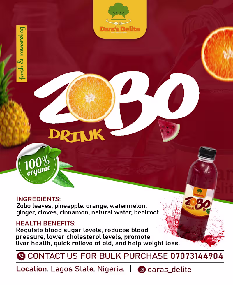 Cover image for New Packaging & Ad Work! For Dara's Delite Zobo Drink, I cre...