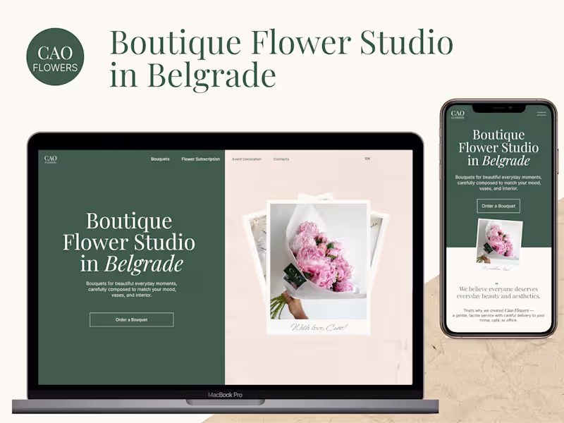 Cover image for Boutique Flower Studio Landing Page Design