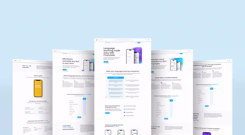 Cover image for iTranslate Feature Landing Pages & Language Learning Hub