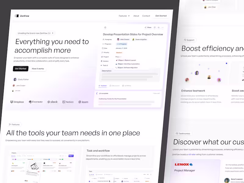Cover image for Zenflow - Task Management ⏐ Landing Page