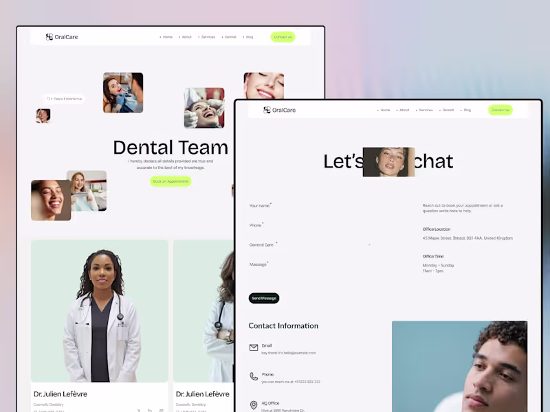 Cover image for Oral Care — Dentist website
Hero / Welcome