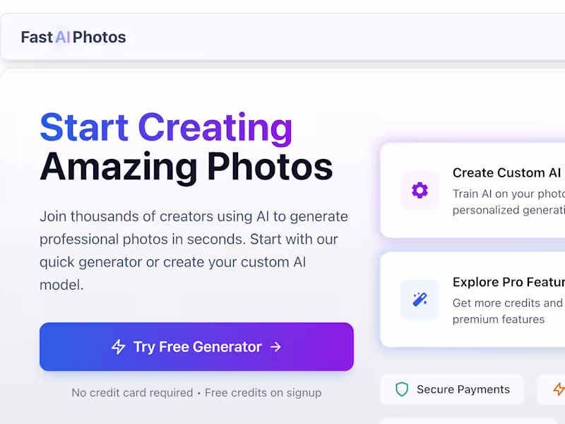 Cover image for Fast AI Photos - AI Photo Generation