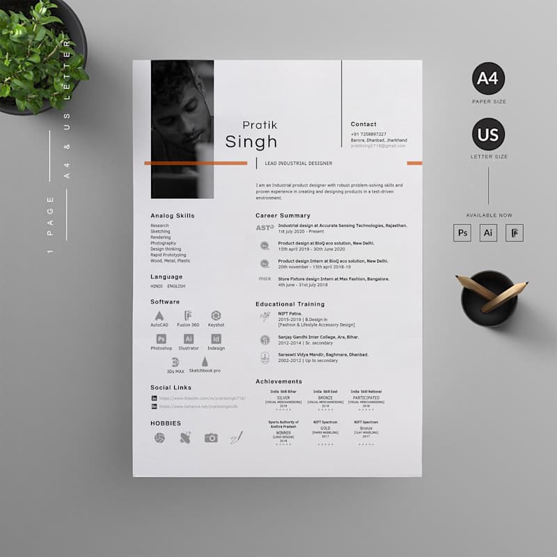 Cover image for Industrial Design Resume 