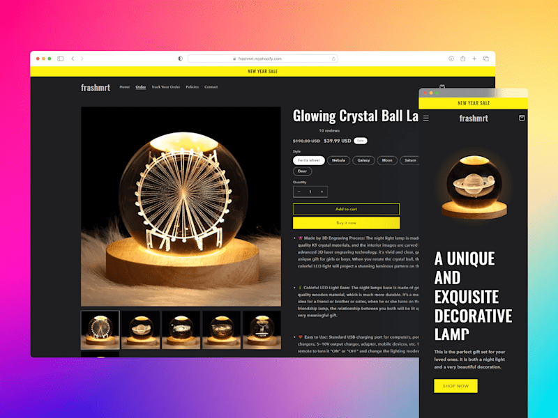 Cover image for Glowing Crystal Ball Lamp | Frashmrt E-commerce website