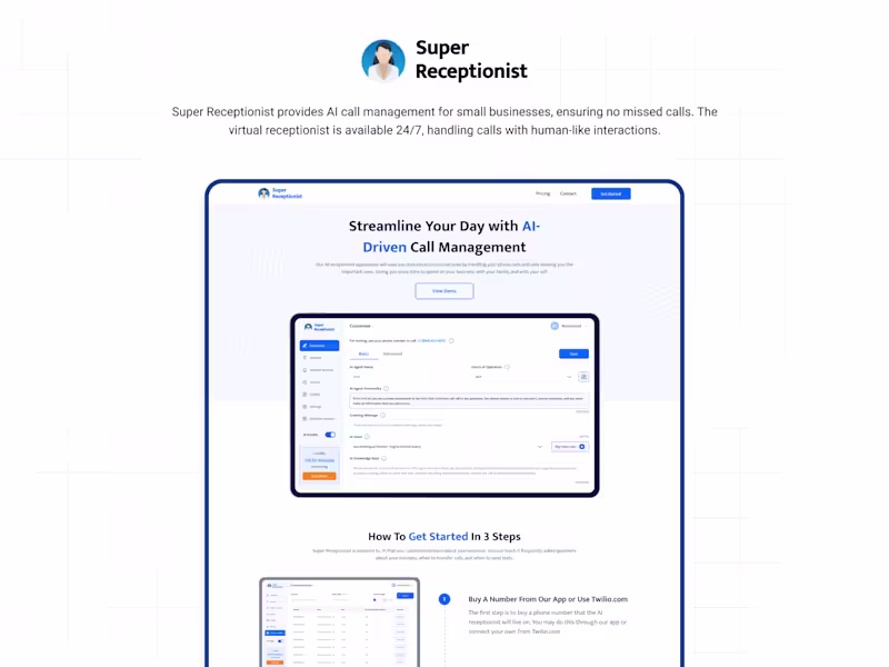 Cover image for Super Receptionist – AI Call Handling System