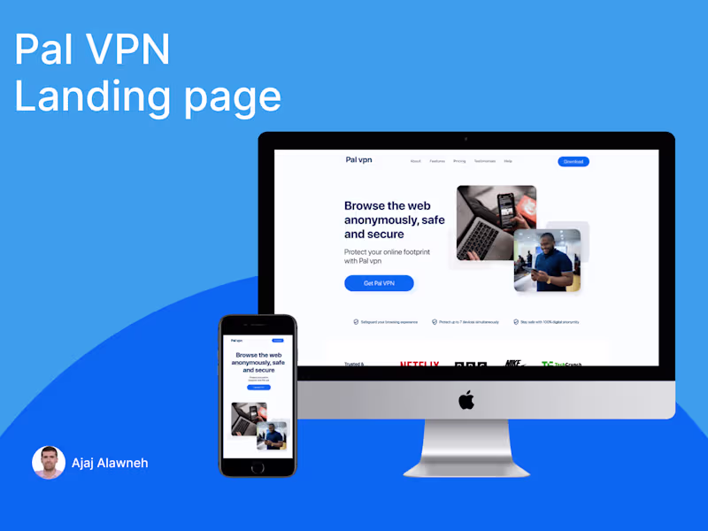 Cover image for Pal VPN landing page design
