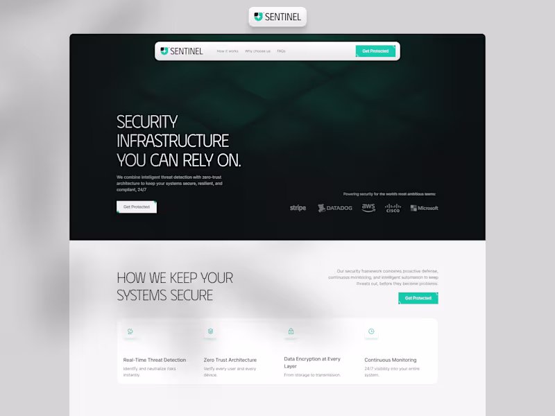 Cover image for Sentinel - System Security Landing Page