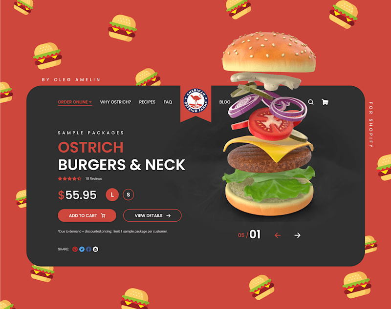 Cover image for UI/UX Design for Ostrich Burgers Shopify Website