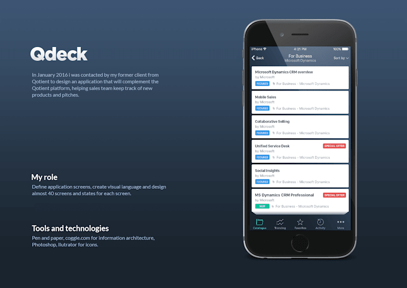 Cover image for Qdeck sales application