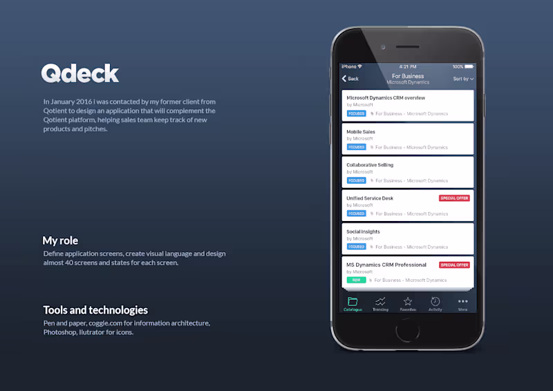 Cover image for Qdeck sales application