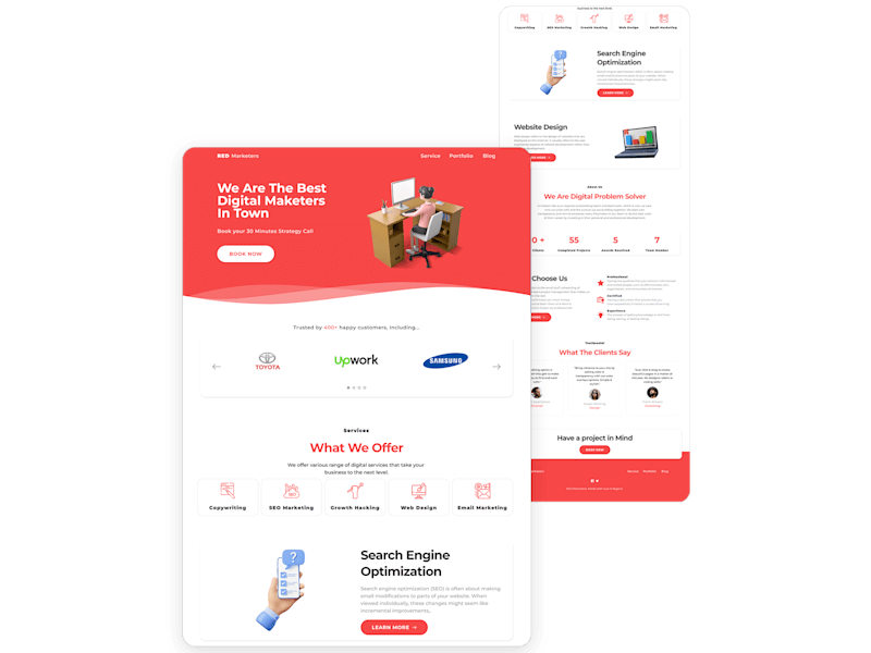 Cover image for Custom Landing Page for Red Marketer