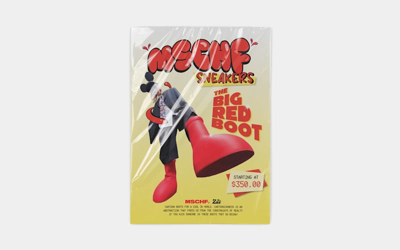 Cover image for 'THE BIG RED BOOT' by MSCHF® — Advertisement