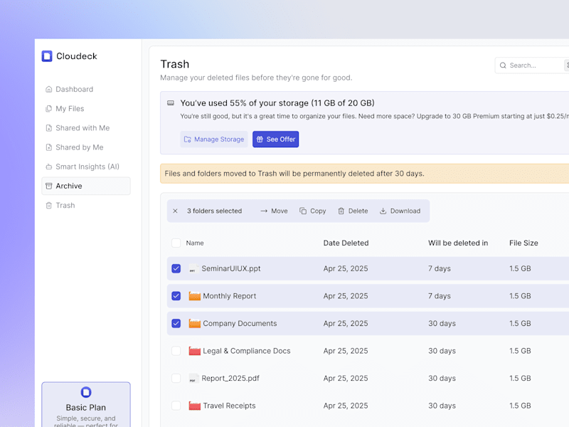 Cover image for Cloudeck - Cloud File Storage with AI Featured