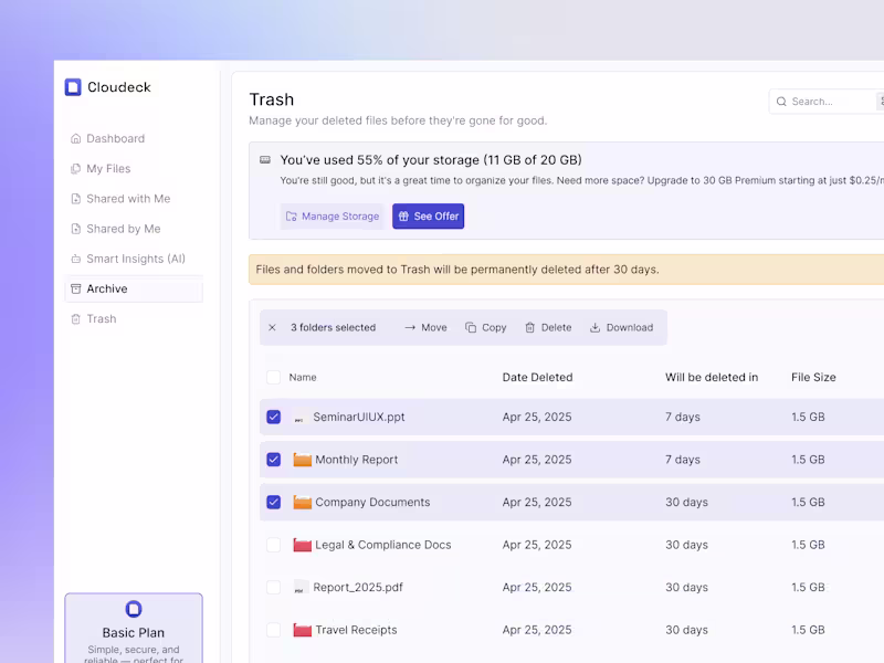 Cover image for Cloudeck - Cloud File Storage with AI Featured