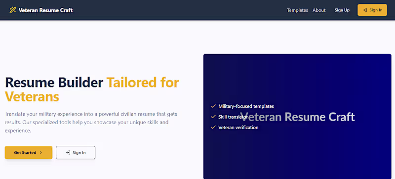 Cover image for Veteran Resume Craft Web Application Development