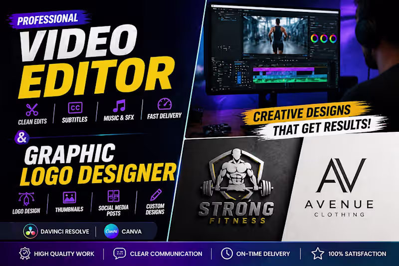 Cover image for VIDEO EDITTING LOGO AND GRAPHIC DESIGNER