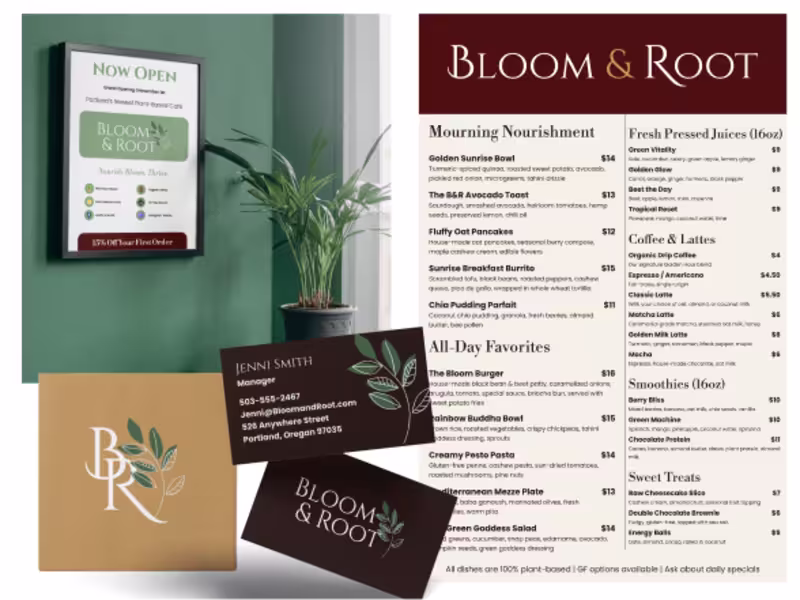 Cover image for Some marketing collateral for Bloom & Root.