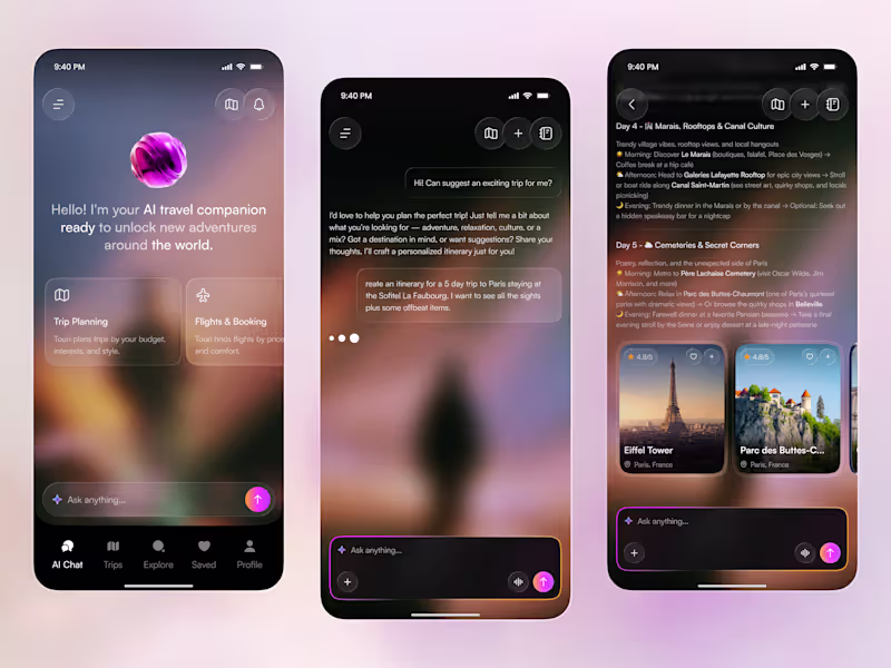 Cover image for AI Travel Planner App UI — Smart Itineraries & Trip Assistant